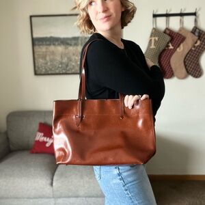Tan Leather Tote Bag